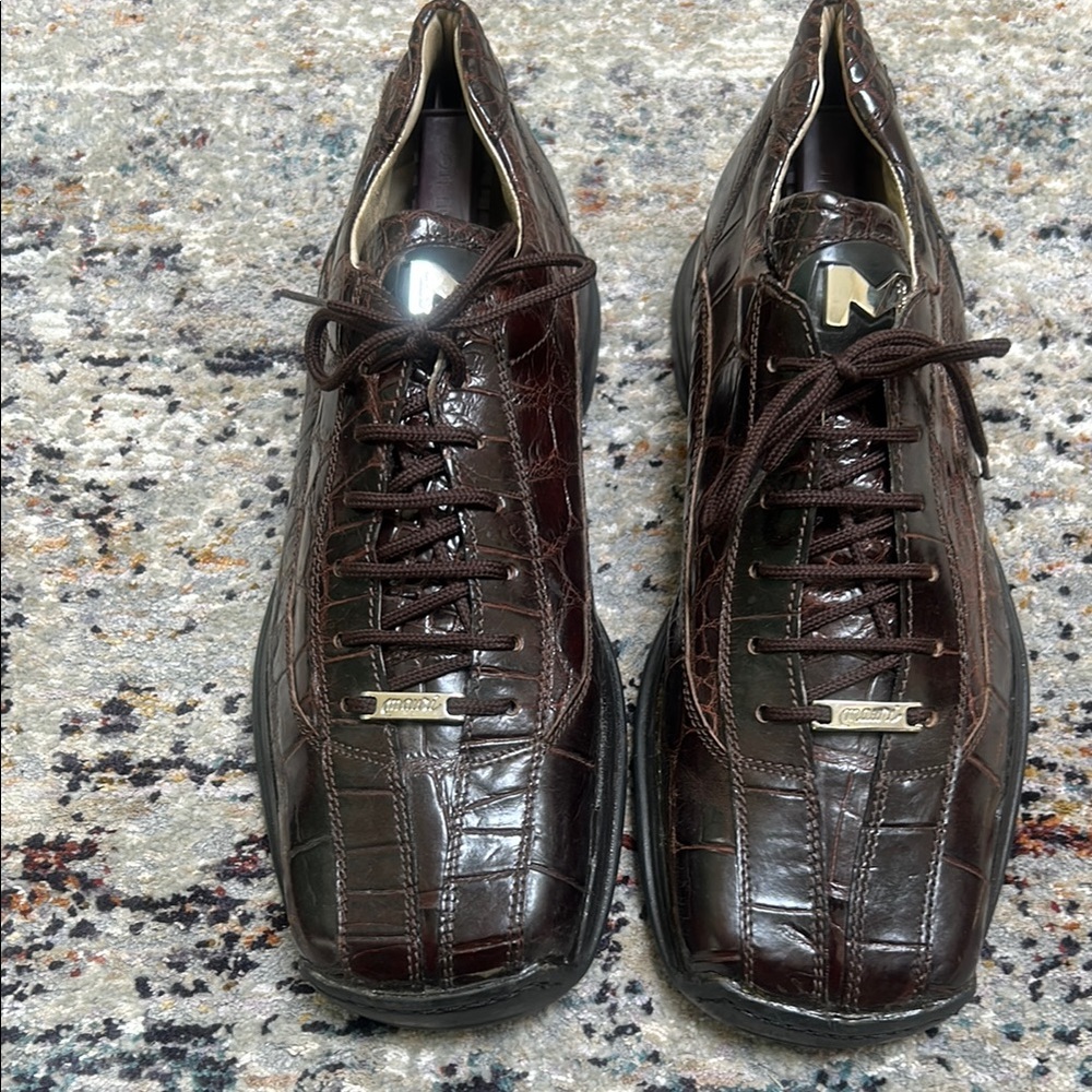 Mauri Rich Brown Crocodile Pattern Derbys